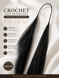 Crochet Hair Extensions (Handmade Feather Base) | Pack of 12 pairs of 24 strands | Straight